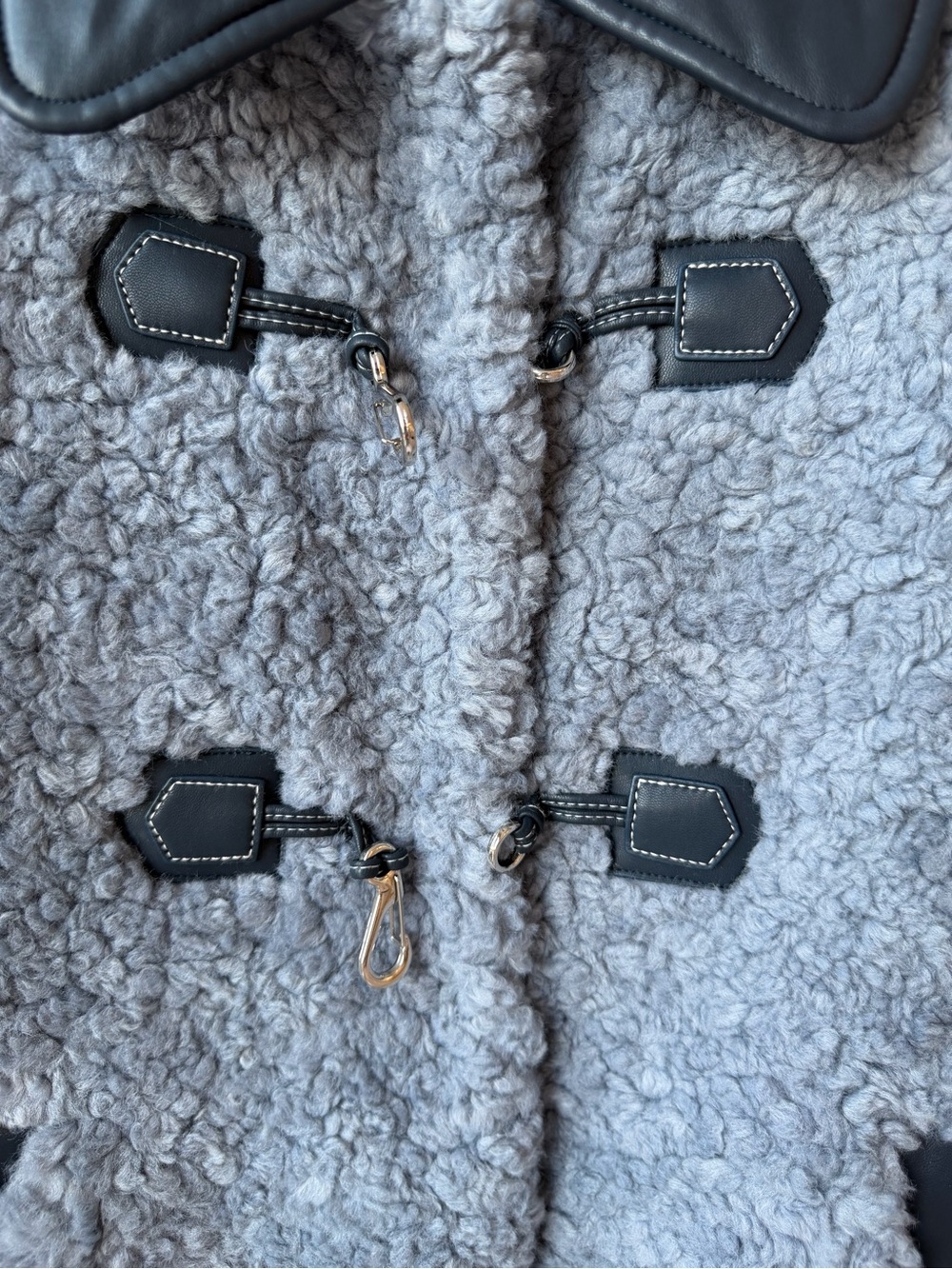 Blue Shearling Toggle Jacket - Picture 5 of 14